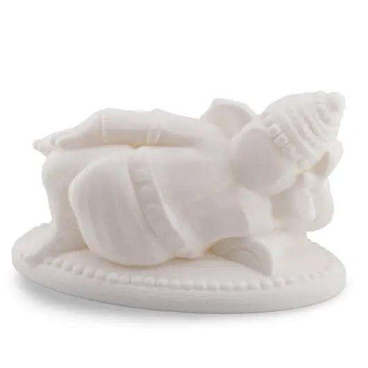 Statueta feng shui Ganesha relaxat simbolizand pacea interioara si depasirea obstacolelor fara efort, 17cm - alb, imagine 2