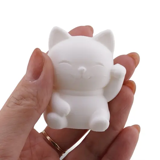 Statueta Feng Shui Pisica Maneki Neko pentru prosperitate - alb, imagine 3