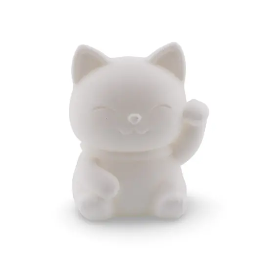 Statueta Feng Shui Pisica Maneki Neko pentru prosperitate - alb