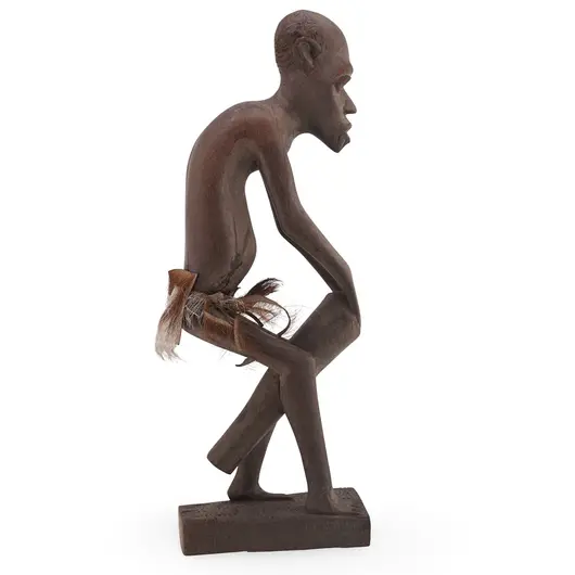 Statueta vintage din lemn barbat african artist muzical, 30cm, imagine 2