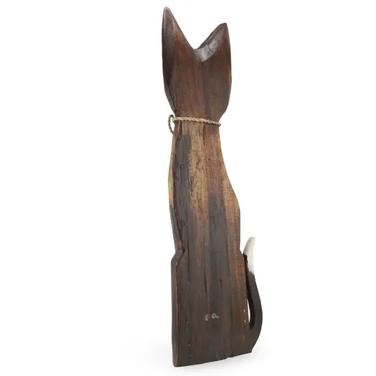 Statueta vintage din lemn sculptat model pisica, pictata - 40cm, imagine 2