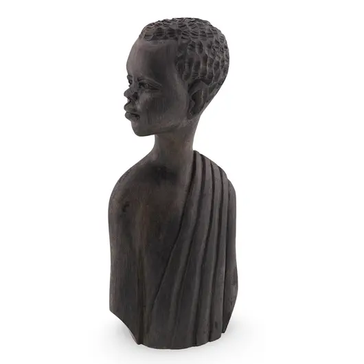 Statuete vintage din lemn, bust baiat tribal - 16cm