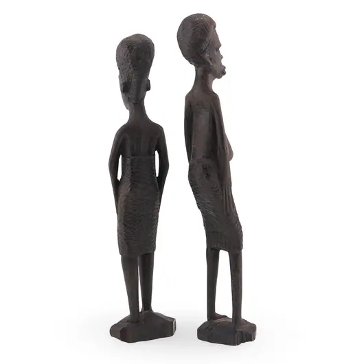 Statuete vintage din lemn, cuplu tribal, 21-22cm, imagine 2