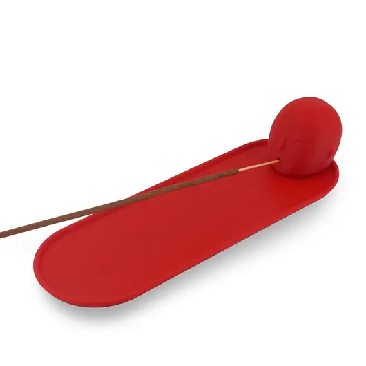 Suport aromaterapie pentru ardere betisoare parfumate cu capul lui Buddha, rosu, imagine 2