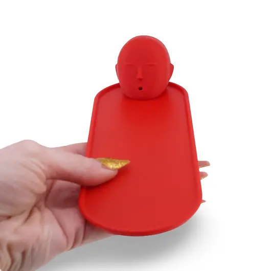 Suport aromaterapie pentru ardere betisoare parfumate cu capul lui Buddha, rosu, imagine 3