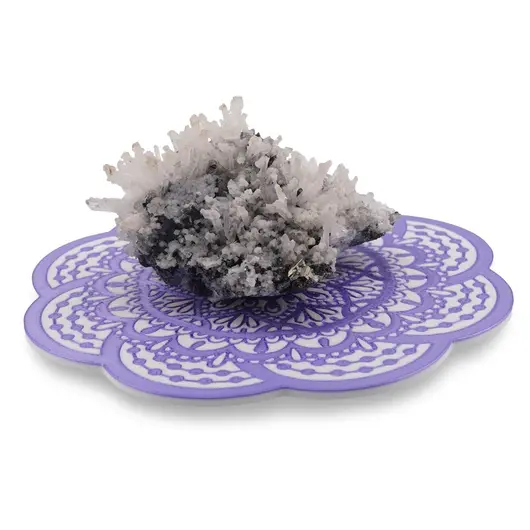 Suport pentru cristale plat in forma de floare cu model mandala - mov, imagine 2