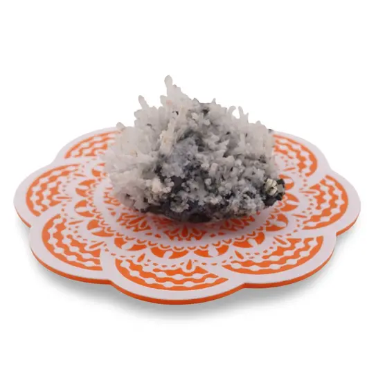 Suport pentru cristale plat in forma de floare cu model mandala - portocaliu, imagine 2