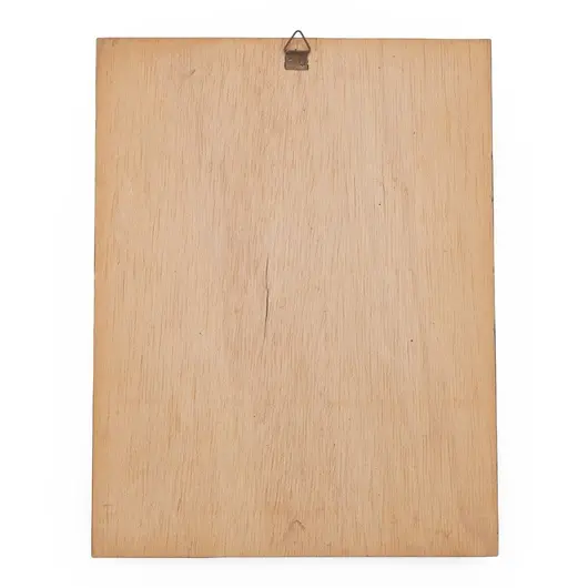 Tablou vintage din lemn sculptat, peisaj marin cu barca, 28cm, imagine 2