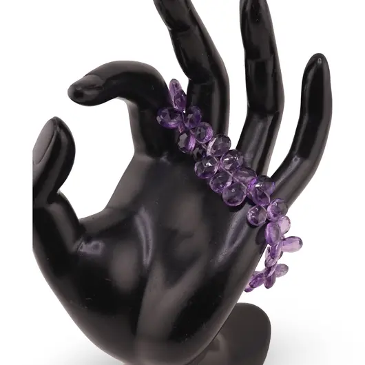 Bratara Ametist briolete fatetate 8-11mm si argint 925, imagine 2