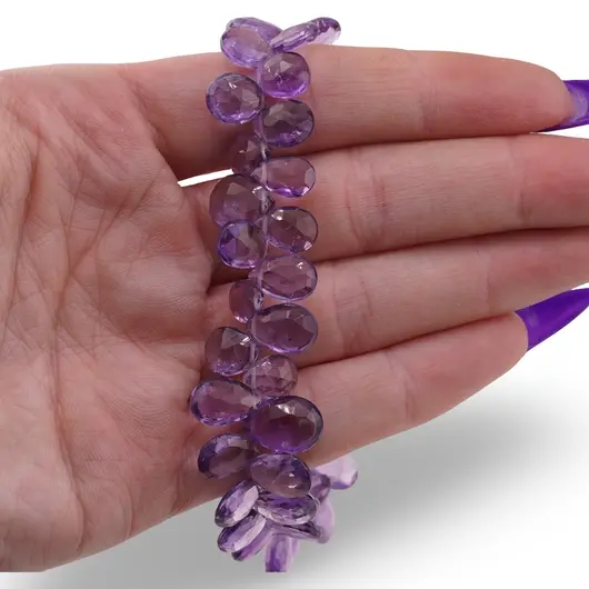 Bratara Ametist briolete fatetate 8-11mm si argint 925, imagine 3