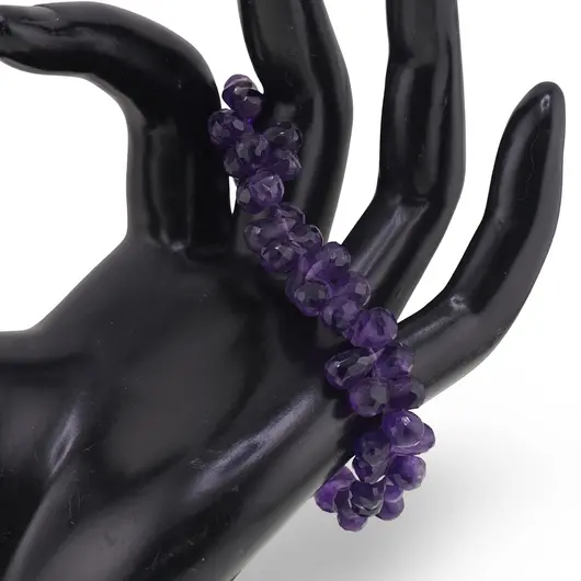 Bratara Ametist briolete fatetate picatura 7-8mm si argint 925, imagine 2