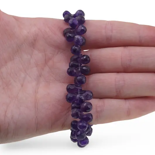 Bratara Ametist briolete fatetate picatura 7-8mm si argint 925, imagine 3