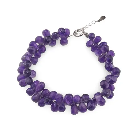 Bratara Ametist briolete fatetate picatura 7-8mm si argint 925