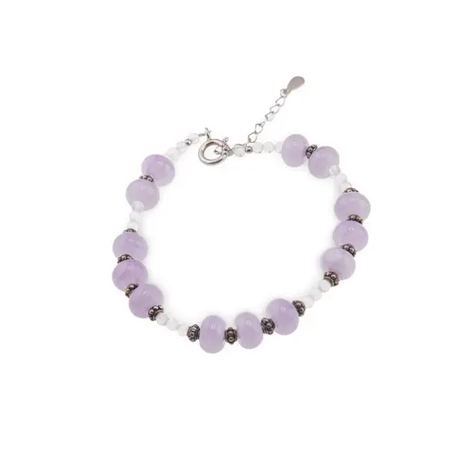 Bratara Ametist lavanda rondele 8mm, Cristal de stanca sfere fatetate 3mm si argint 925