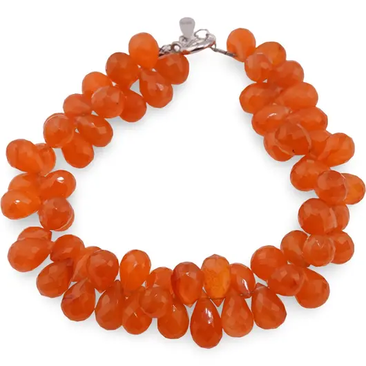 Bratara Carneol briolete fatetate picatura 10-11mm si argint 925