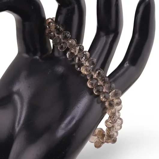 Bratara Cuart fumuriu briolete fatetate picatura 6-8mm si argint 925, imagine 2