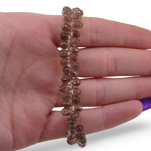 Bratara Cuart fumuriu briolete fatetate picatura 6-8mm si argint 925, imagine 3