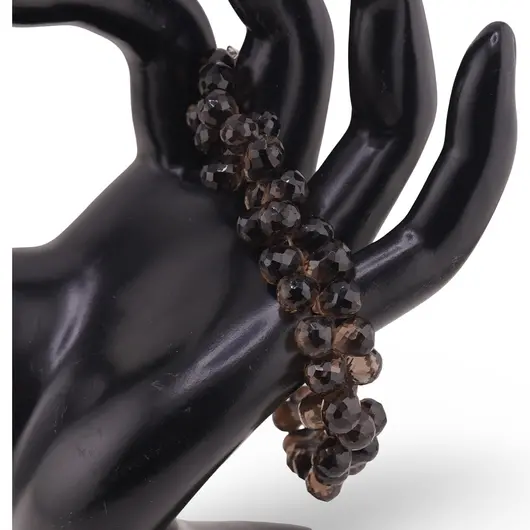 Bratara Cuart fumuriu briolete fatetate picatura 9-10mm si argint 925, imagine 2