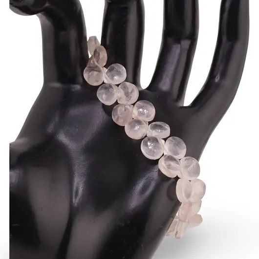 Bratara Cuart roz briolete fatetate 8mm si argint 925, imagine 2