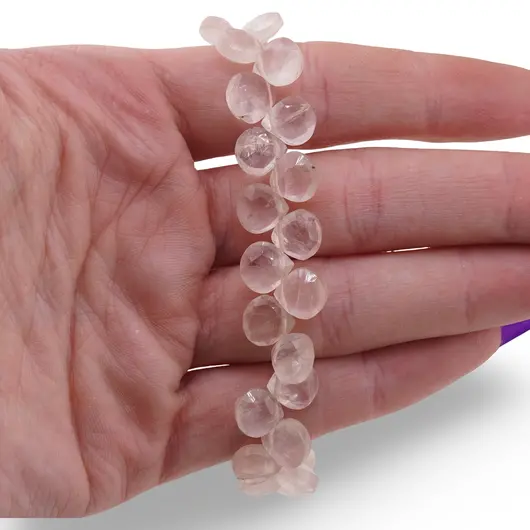 Bratara Cuart roz briolete fatetate 8mm si argint 925, imagine 3