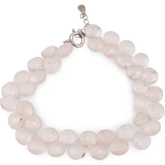 Bratara Cuart roz briolete fatetate 8mm si argint 925