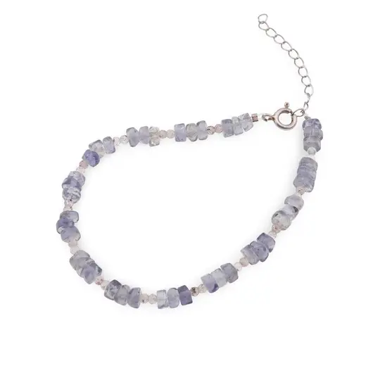 Bratara Iolith discuri 4-5mm, Aventurin rosu sfere fatetate 2mm si argint 925