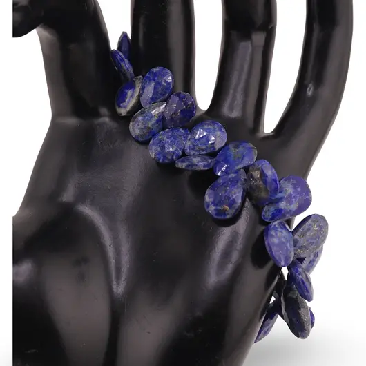 Bratara Lapis lazuli briolete fatetate 10-15mm si argint 925, imagine 2