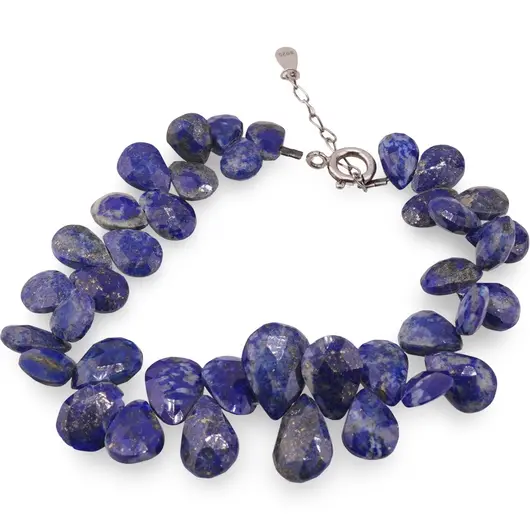 Bratara Lapis lazuli briolete fatetate 10-15mm si argint 925