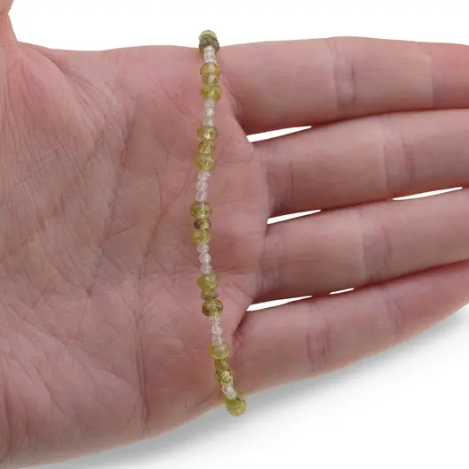 Bratara Peridot discuri fatetate 3-4mm, Cuart transparent sfere fatetate 2mm si argint 925, imagine 3