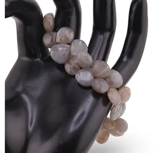 Bratara Piatra lunii gri briolete fatetate 10-12mm si argint 925, imagine 2