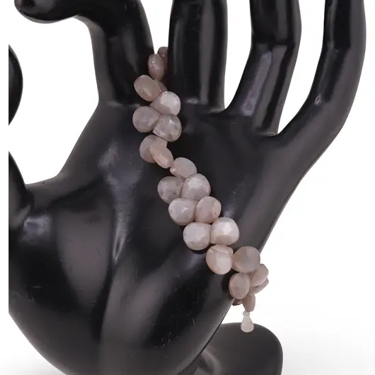 Bratara Piatra lunii gri briolete fatetate 8mm si argint 925, imagine 2