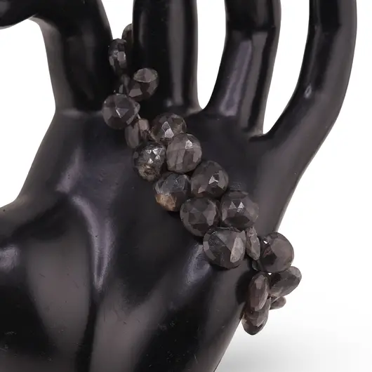 Bratara Piatra lunii neagra briolete fatetate 8-10mm si argint 925, imagine 2