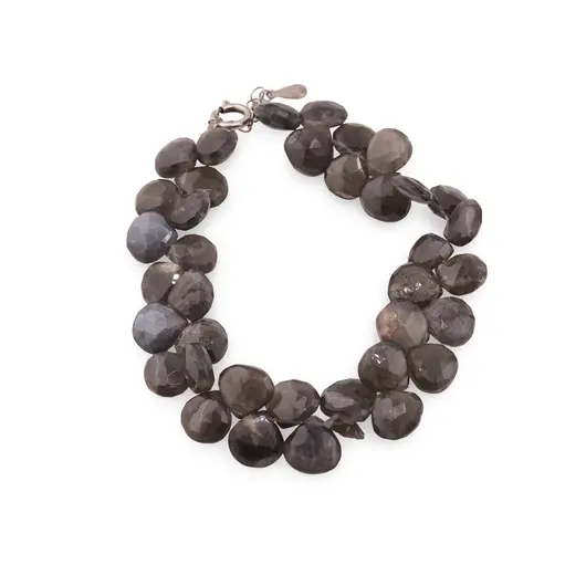 Bratara Piatra lunii neagra briolete fatetate 8-10mm si argint 925