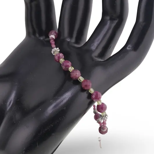 Bratara Rubin fatetat 2-5mm, Peridot cuburi 2mm si argint 925, imagine 2