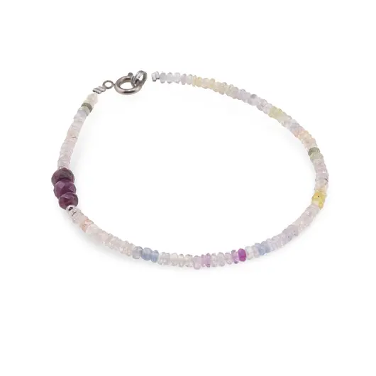 Bratara Safir multicolor discuri fatetate 3mm si Rubin discuri fatetate 4-5mm