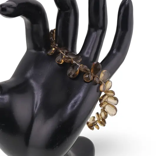 Bratara Smokey Citrin briolete fatetate 6-10mm si argint 925, imagine 2