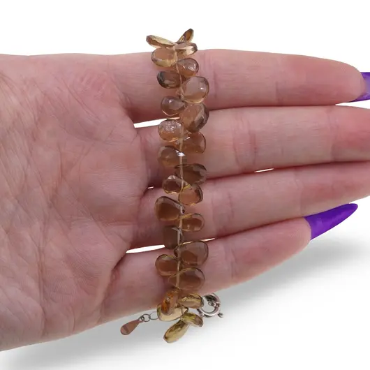 Bratara Smokey Citrin briolete fatetate 6-10mm si argint 925, imagine 3