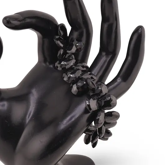 Bratara Spinel negru briolete fatetate 13-14mm si argint 925, imagine 2