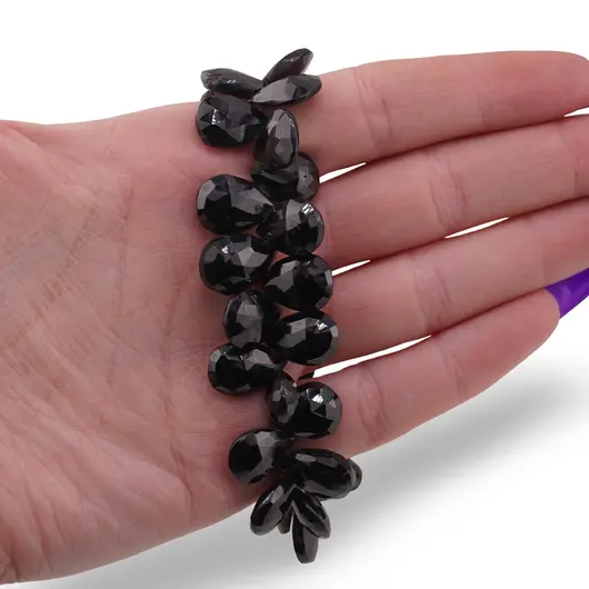 Bratara Spinel negru briolete fatetate 13-14mm si argint 925, imagine 3