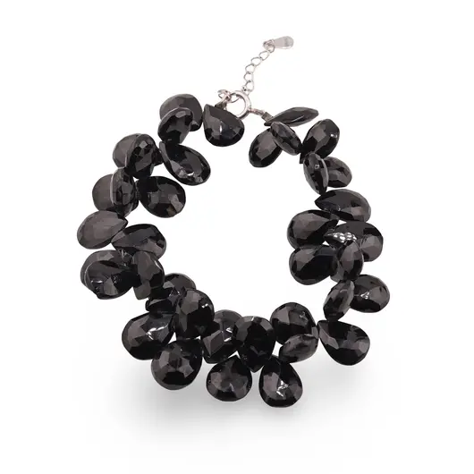 Bratara Spinel negru briolete fatetate 13-14mm si argint 925