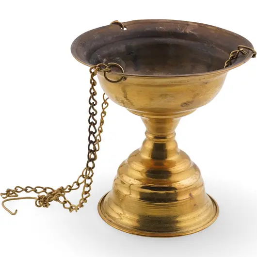 Cadelnita vintage din alama pentru fumigatie cu lant - 8cm