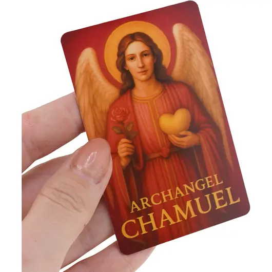 Card feng shui din plastic Arhanghelul CHAMUEL, Ingerul iubirii si al armoniei, imagine 3