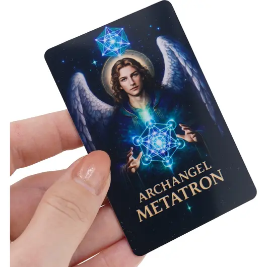 Card feng shui din plastic Arhanghelul METATRON, Ingerul protectiei energetice si al evolutiei spirituale, imagine 3
