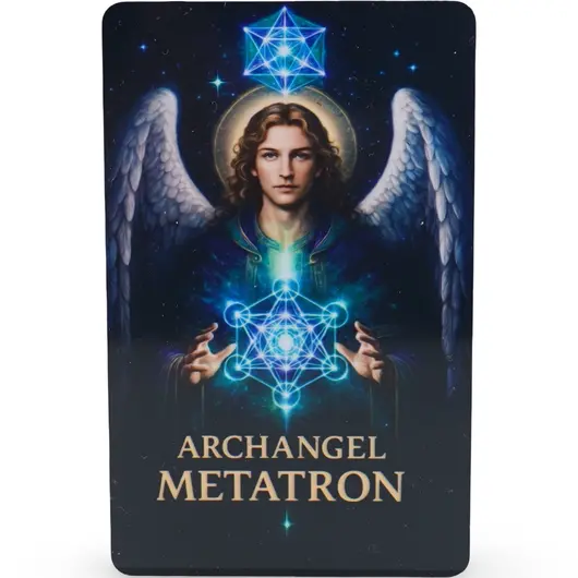 Card feng shui din plastic Arhanghelul METATRON, Ingerul protectiei energetice si al evolutiei spirituale