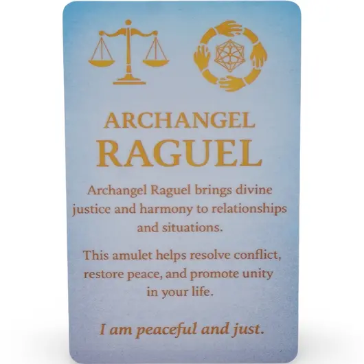 Card feng shui din plastic Arhanghelul RAGUEL, Ingerul justitiei si al armoniei, imagine 2