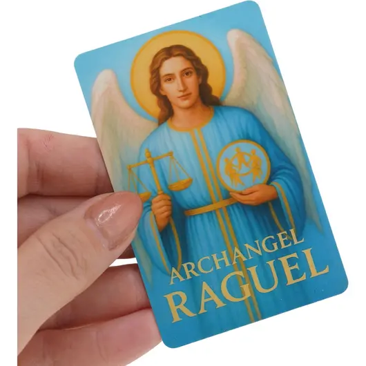 Card feng shui din plastic Arhanghelul RAGUEL, Ingerul justitiei si al armoniei, imagine 3
