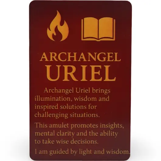 Card feng shui din plastic Arhanghelul URIEL, Ingerul intelepciunii si al iluminarii, imagine 2