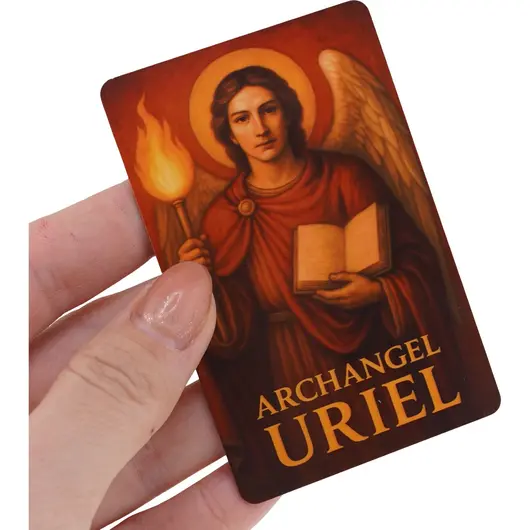 Card feng shui din plastic Arhanghelul URIEL, Ingerul intelepciunii si al iluminarii, imagine 3