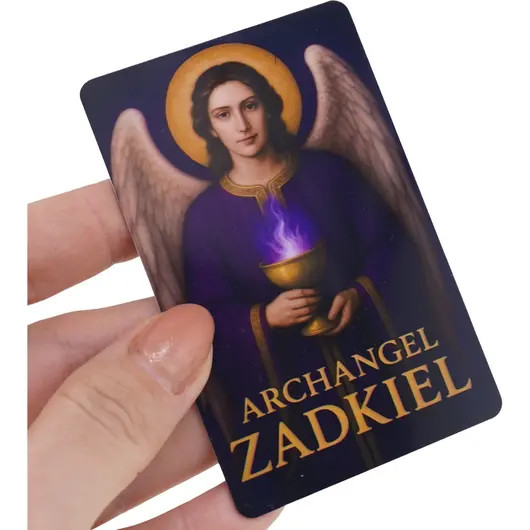 Card feng shui din plastic Arhanghelul ZADKIEL, Ingerul iertarii si al transformarii, imagine 3