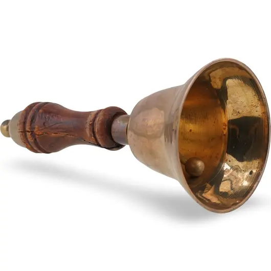 Clopotel vintage din alama cu maner din lemn, 15cm, imagine 2